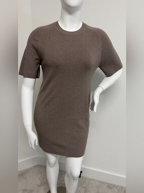 NWT Abercrombie & Fitch Taupe Knit Mini Sweater Dress Size Large Soft Stretch
